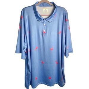 Obnoxious Blue/Pink Flamingo Golf Performance Resortwear Polo Shirt Men’s 3X